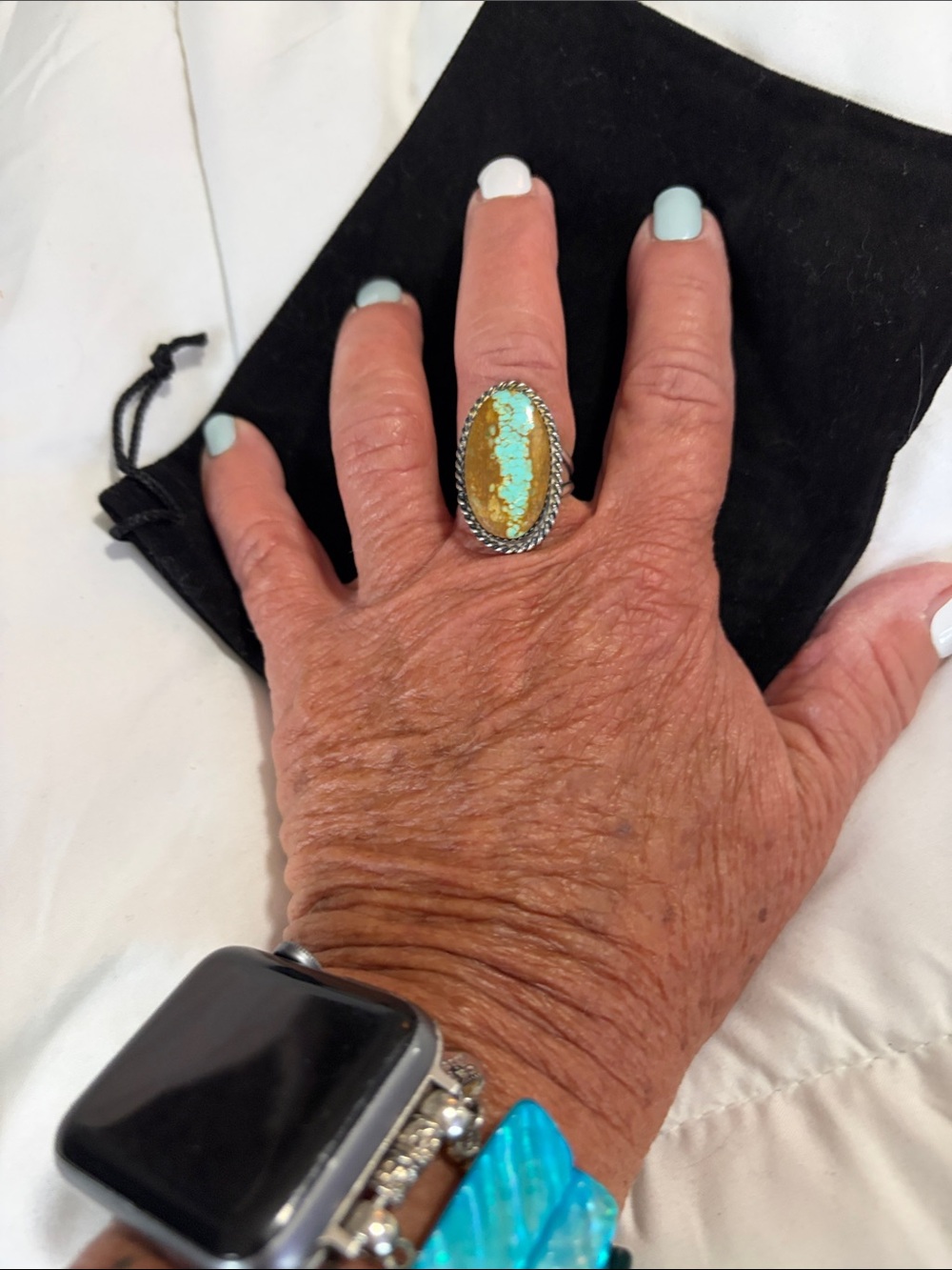 Turquoise Stone Oval Ring - set in sterling silver Women Jewelry